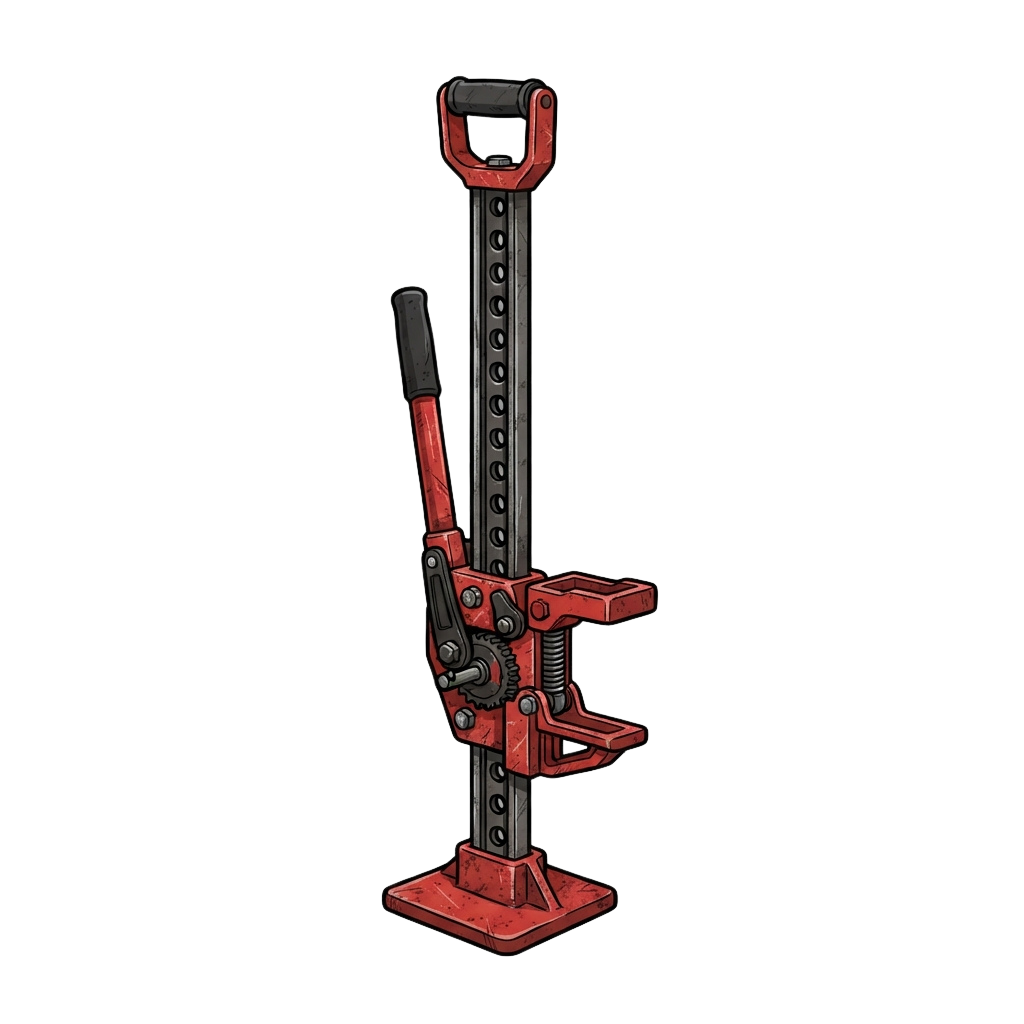 Illustration of a red and black bench vice clamped onto a workbench