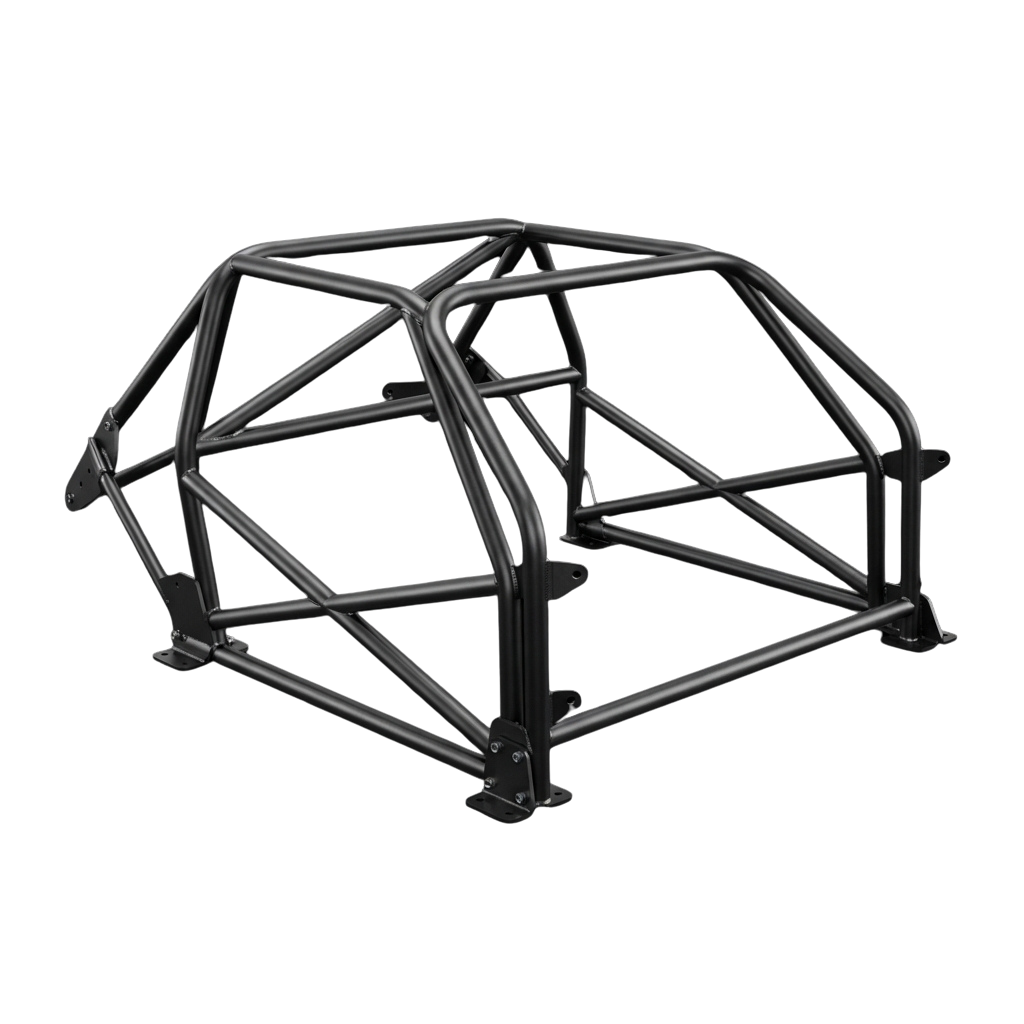 A sturdy metal roll cage frame designed for vehicle safety and off-road use