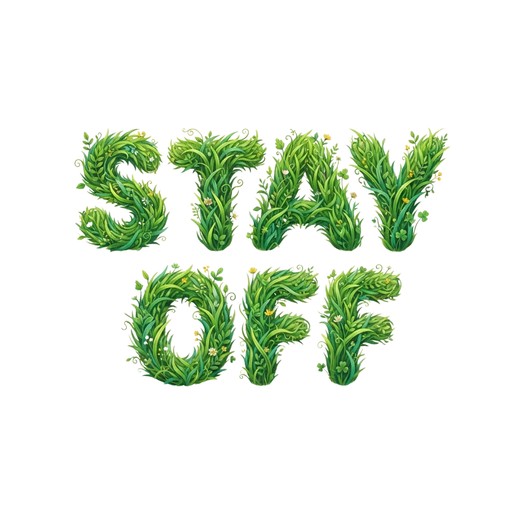 Colorful coral-style letters spelling Stay Off on a black background