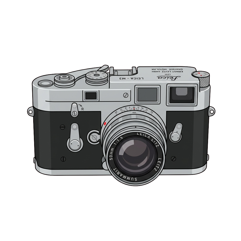 A classic black and silver rangefinder camera featuring a prominent lens labeled Summarit