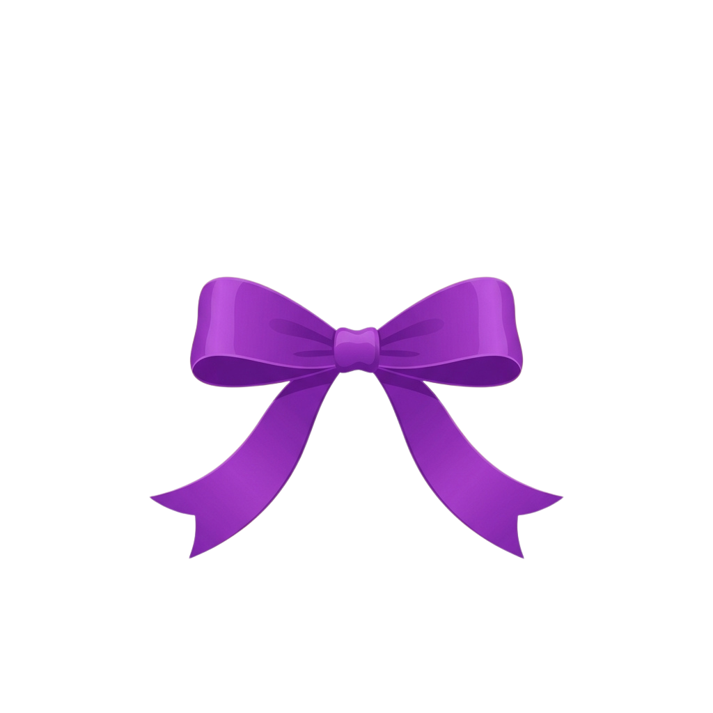 A shiny purple bow ribbon floating against a black background