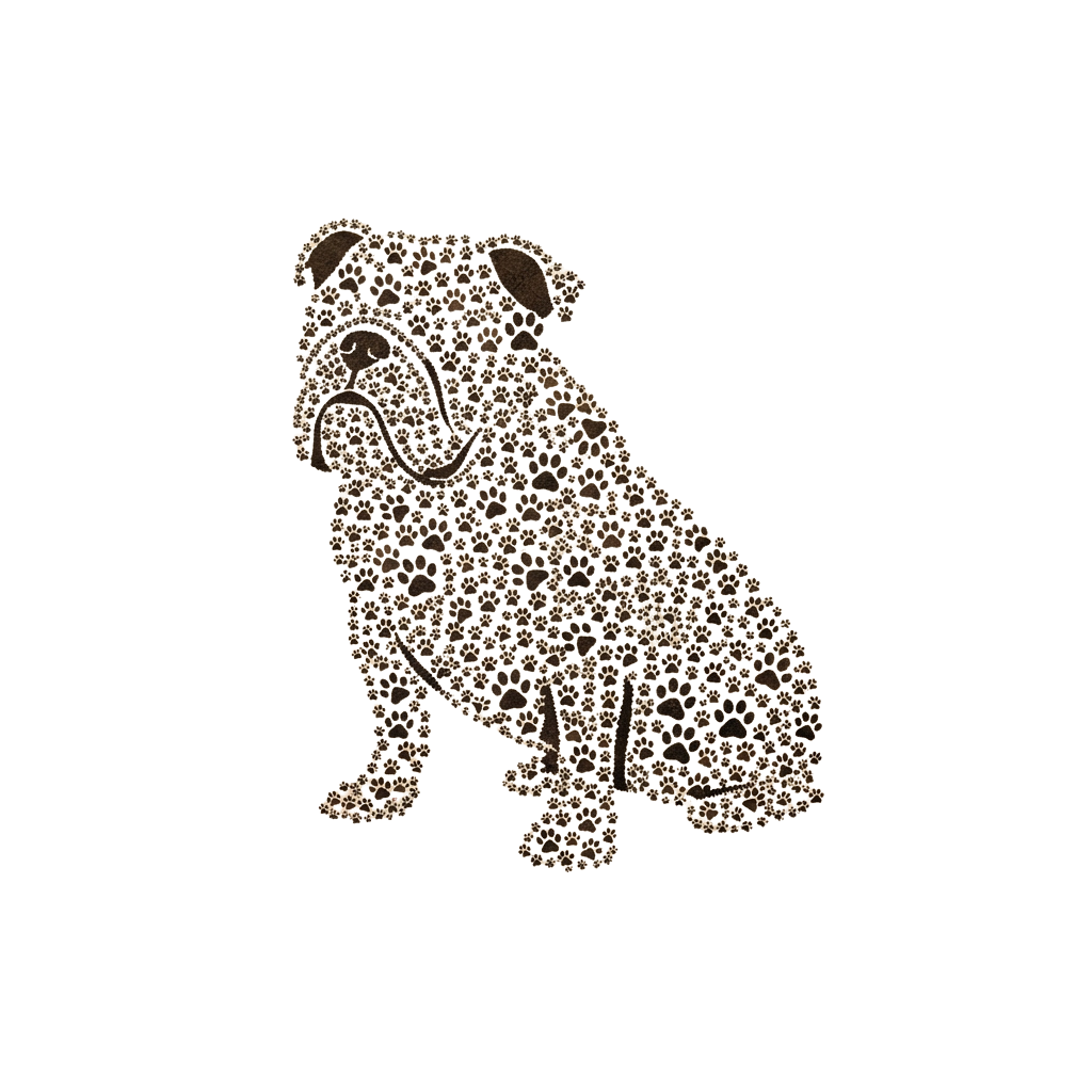 A stylized dog composed of intricate fractal patterns on a black background