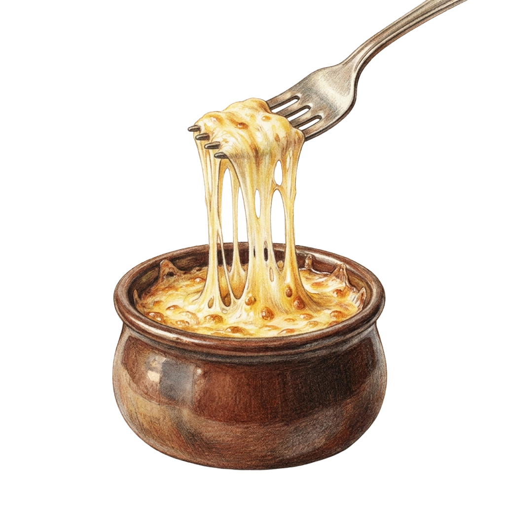 A fork lifting a large portion of creamy cheesy pasta from a ceramic bowl filled with pasta and sauce