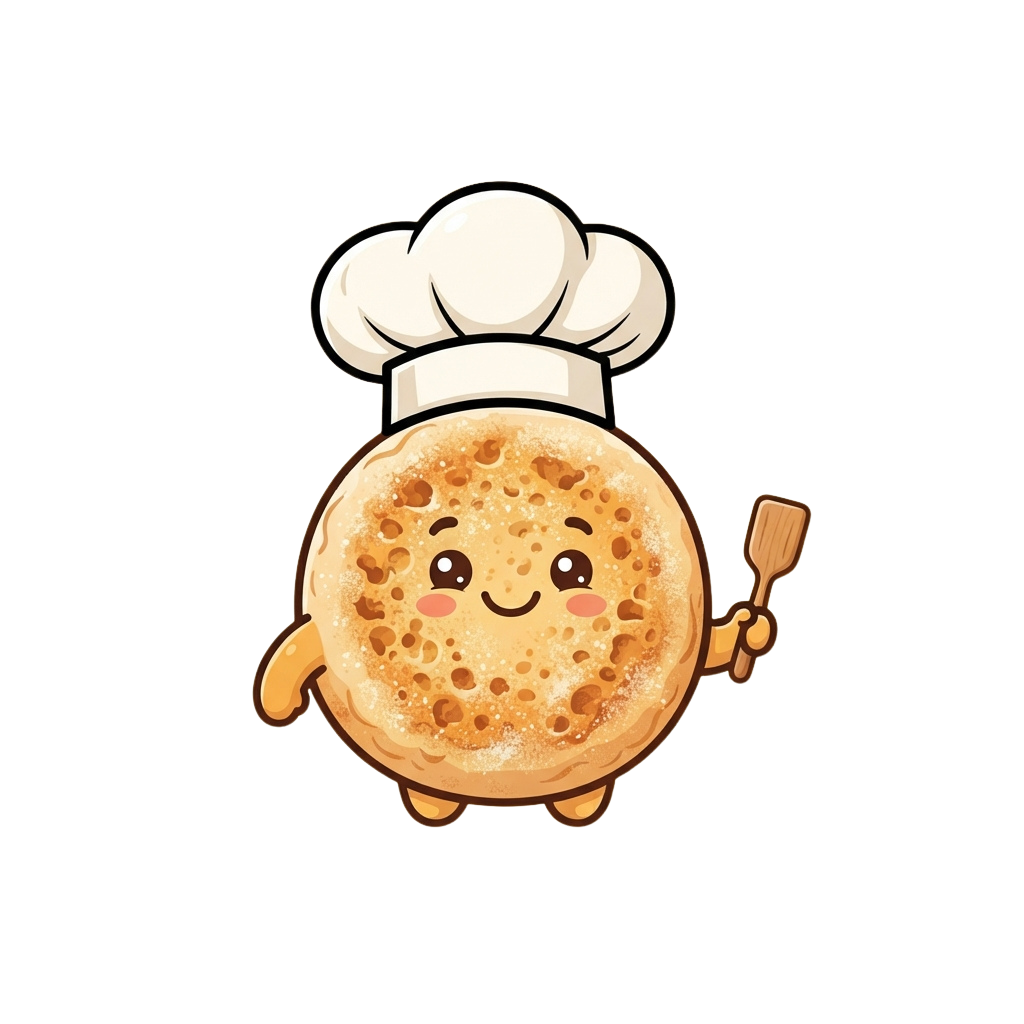 Animated pizza with a chef hat and spatula holding a cheerful face