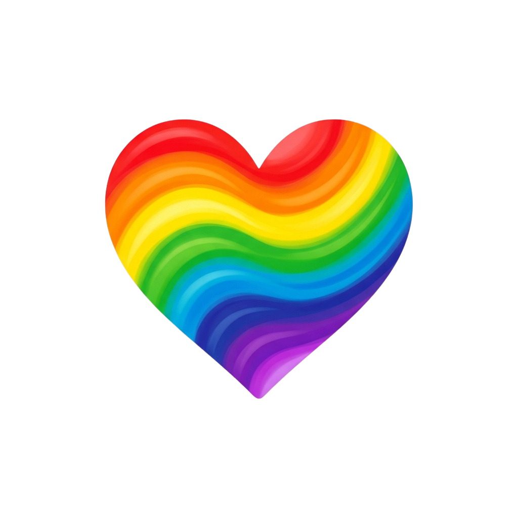 A heart shape filled with rainbow gradient colors on a black background