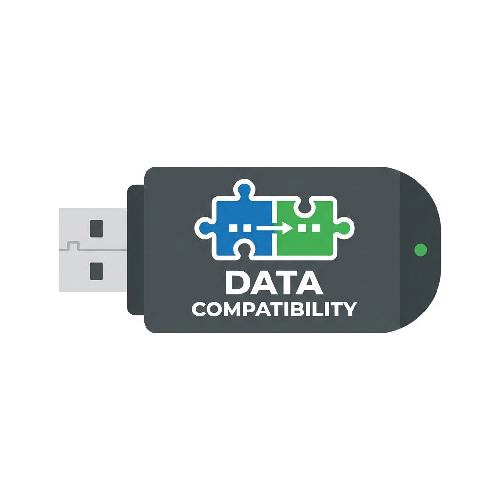 USB flash drive with puzzle pieces icon labeled Data Compatibility