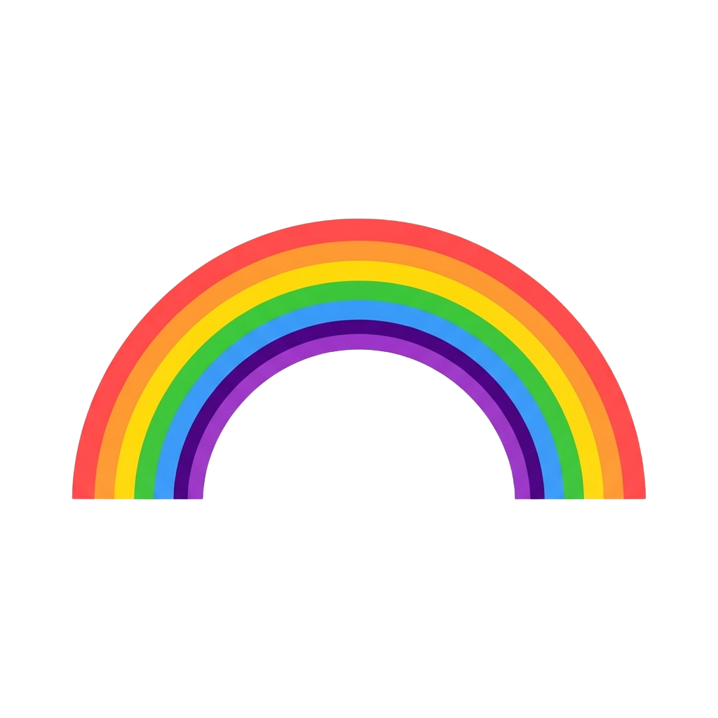 A colorful rainbow arch with red, orange, yellow, green, blue, and purple bands on a black background