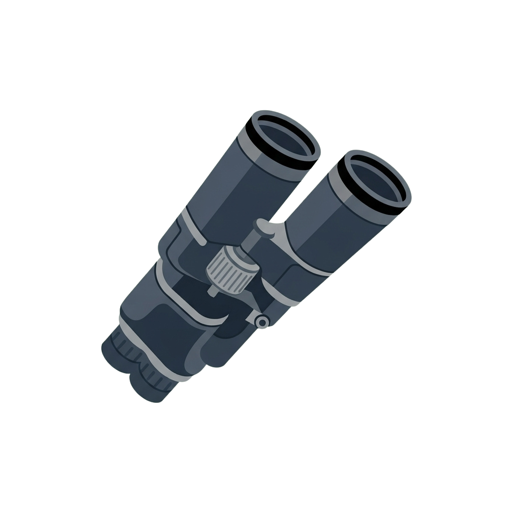 Gray binoculars with focus wheel and eyepiece adjustment dials