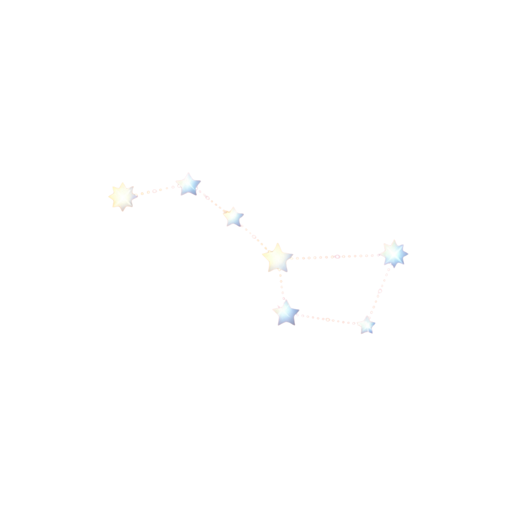 Illustration of a constellation with seven connected stars on a black background
