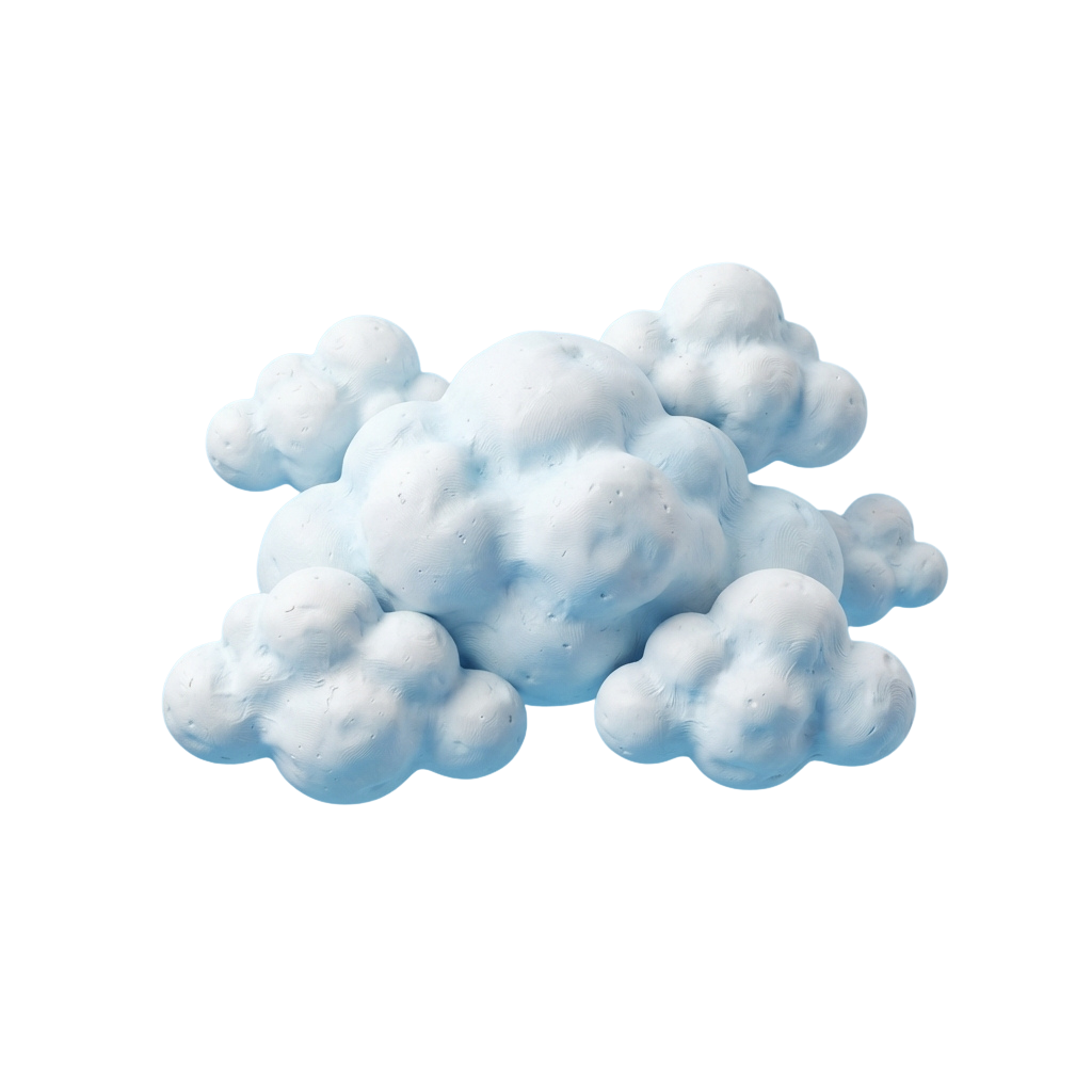 A cluster of soft, white cumulus clouds against a black background
