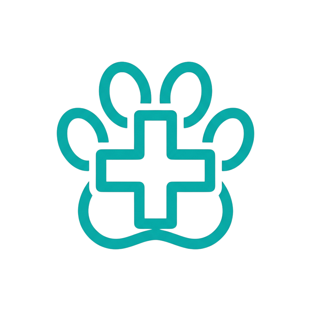 A stylized abstract logo featuring interconnected geometric shapes resembling a flower with five petals