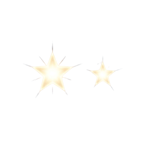 Two glowing star shapes with sharp points against a black background