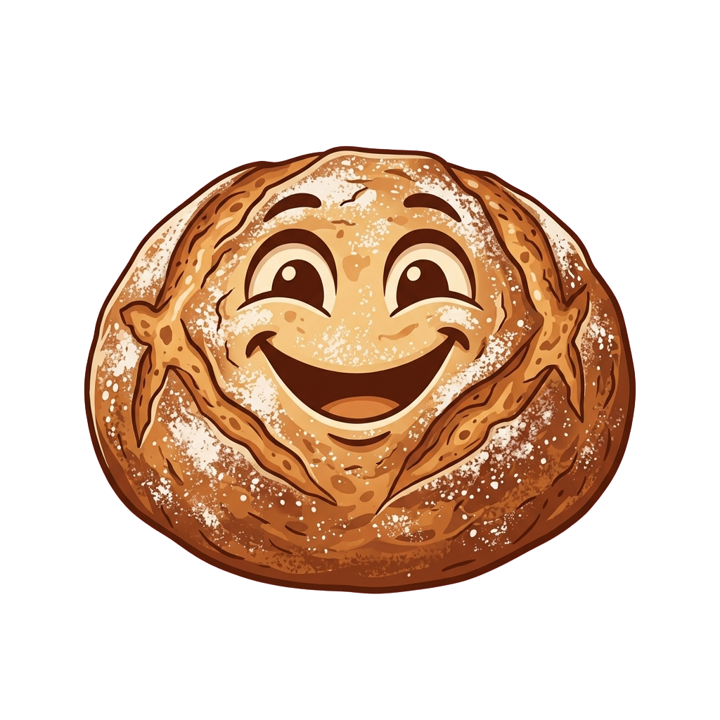 A smiling cartoon cinnamon roll with sprinkles and a cheerful face