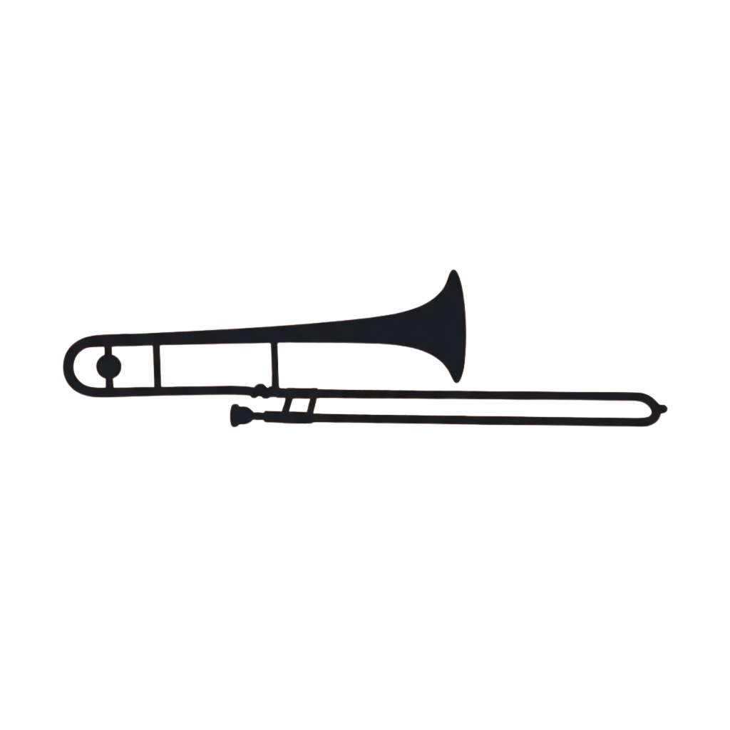 A side view illustration of a trumpet musical instrument.