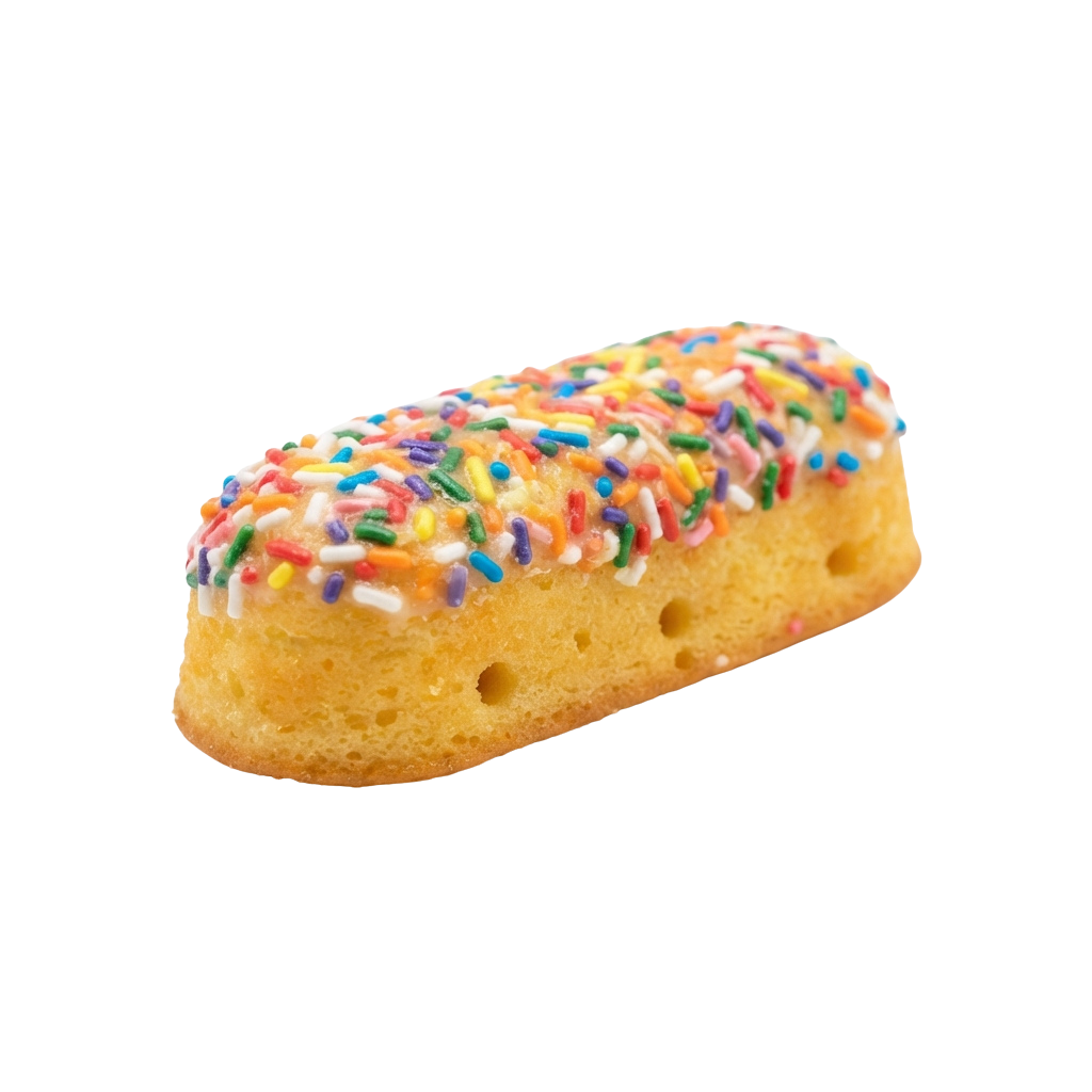 A light-colored donut covered with rainbow sprinkles