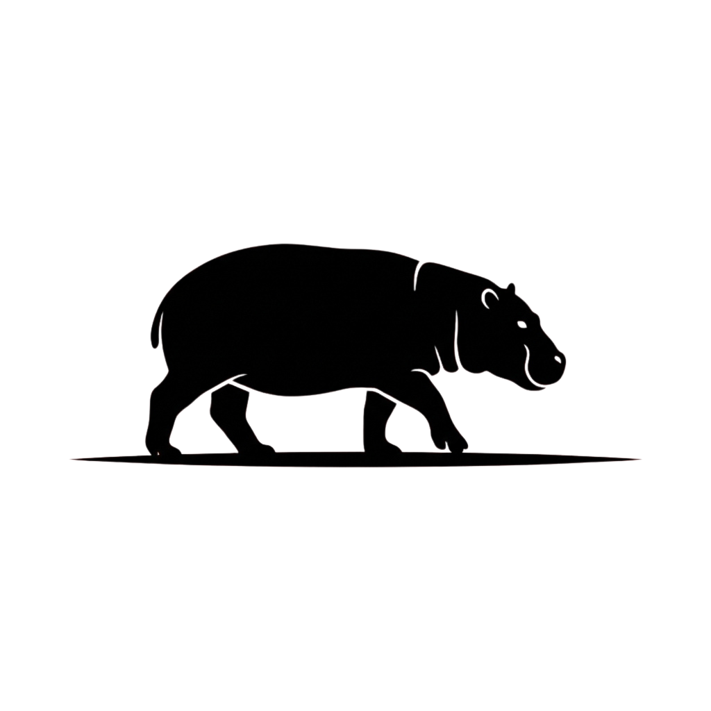A bear silhouette walking on a flat surface with a faint ground line.