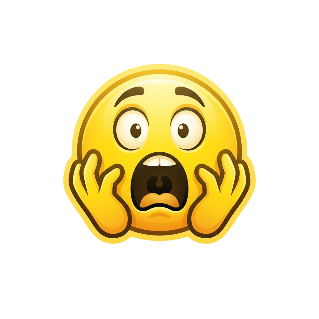 A yellow emoji with wide eyes, an open mouth, and hands covering its face showing shock or surprise.