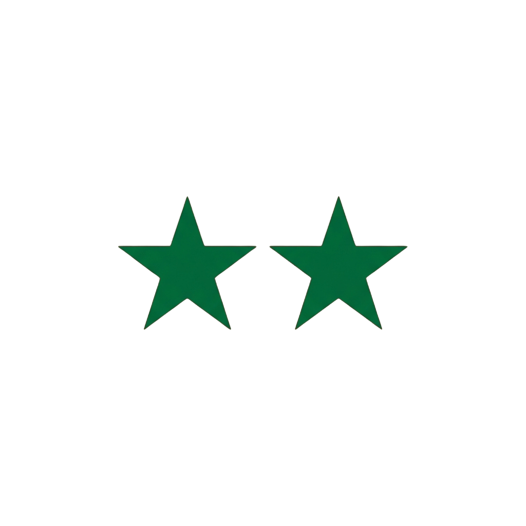 Two green five-pointed stars on a black background