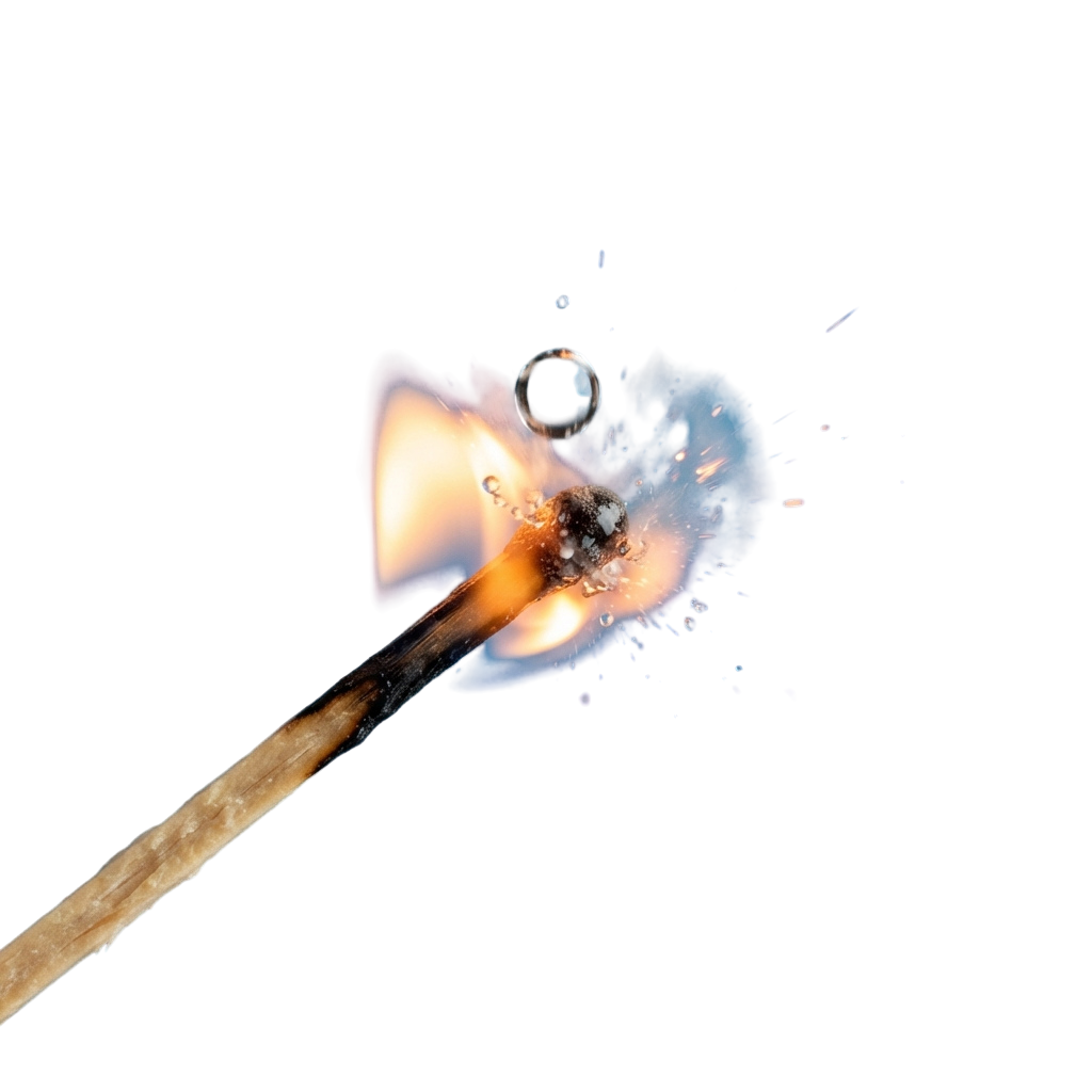 A lit sparkler emitting orange flames and blue sparks against a dark background