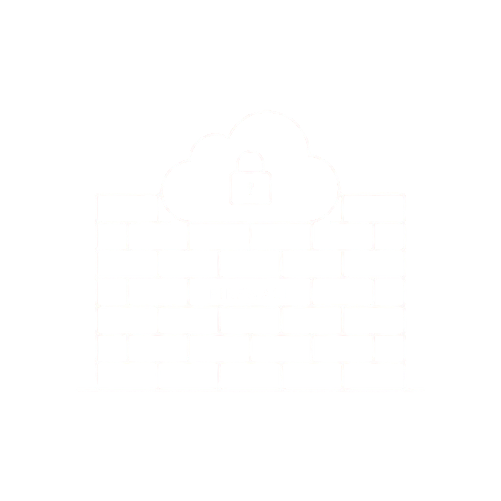 A stylized image of a firewall wall with a cloud containing a lock symbol on top.