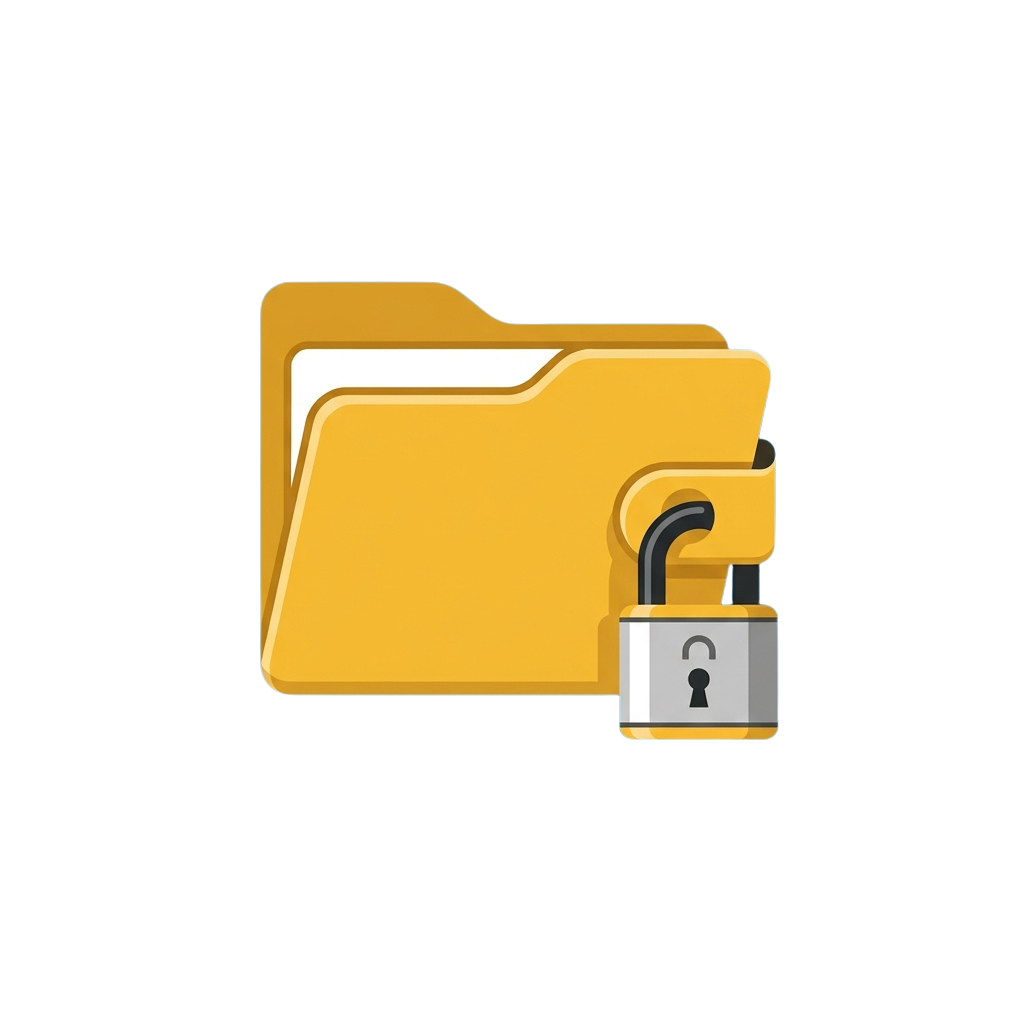 A yellow folder icon with a lock symbol attached, indicating secure or protected files