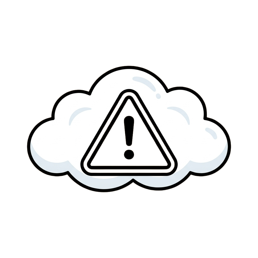 A cloud icon with an exclamation mark inside a triangle warning symbol