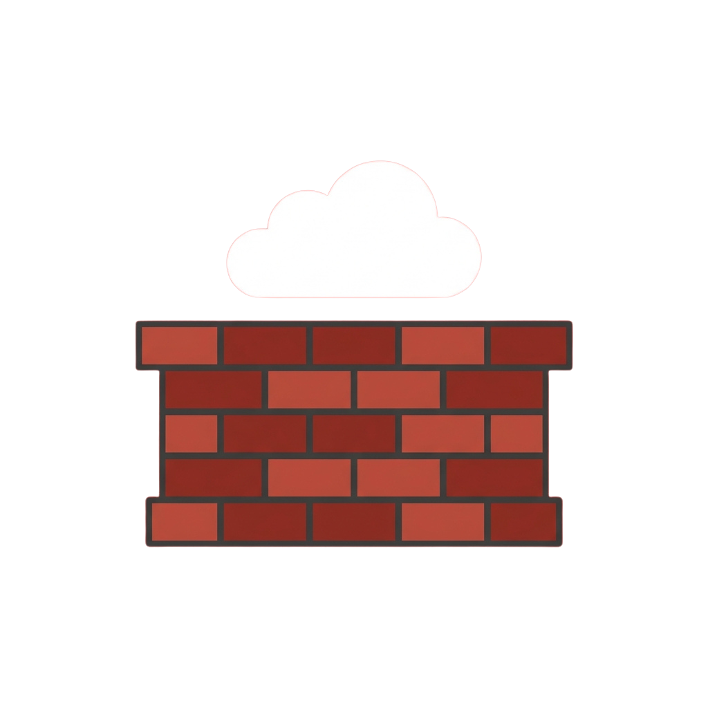 A stylized image of a brick wall with a cloud symbol above it, representing firewall protection for cloud services