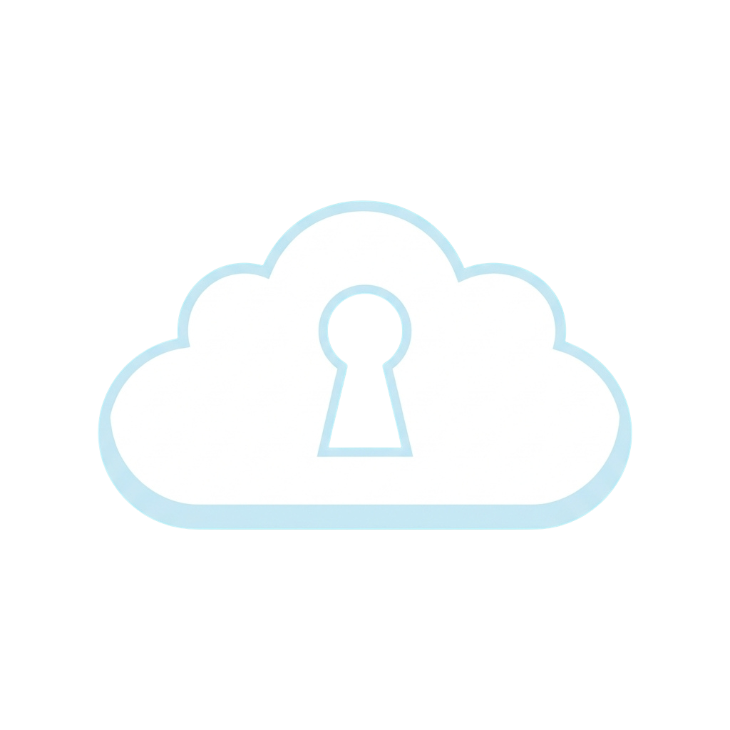 A cloud icon with a keyhole symbol inside, representing secure or encrypted cloud storage