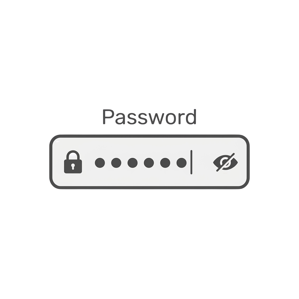 Password input field showing a lock icon on the left and an eye icon on the right with dots representing password characters