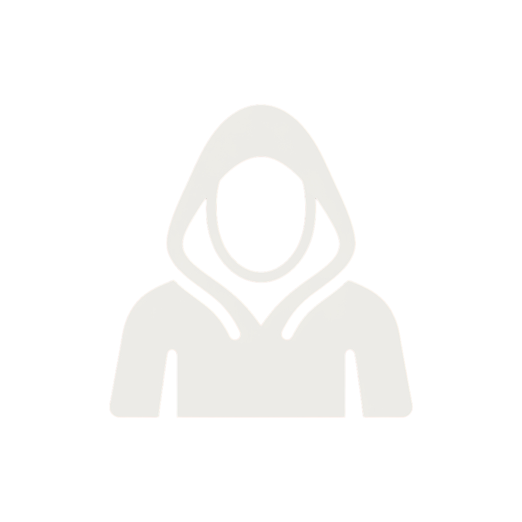 A white silhouette of a person wearing a hooded sweatshirt against a black background