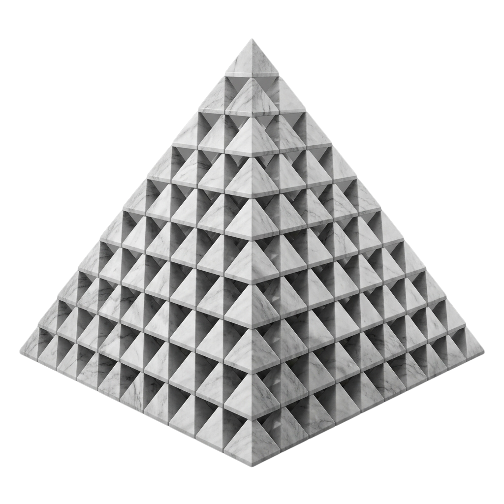 A large pyramid composed of numerous small interlocking triangular panels.