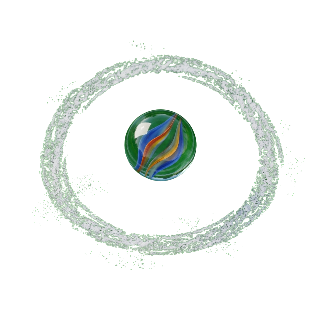 A glowing orb with a colorful flame pattern centered inside a bright, circular light effect on a black background