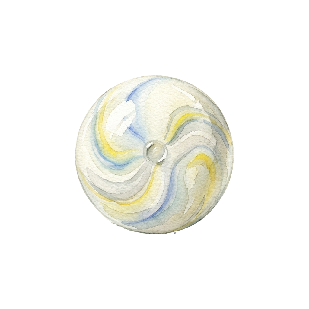 A close-up of a round swirled marble cake with light and dark patterns and a vanilla cream center.