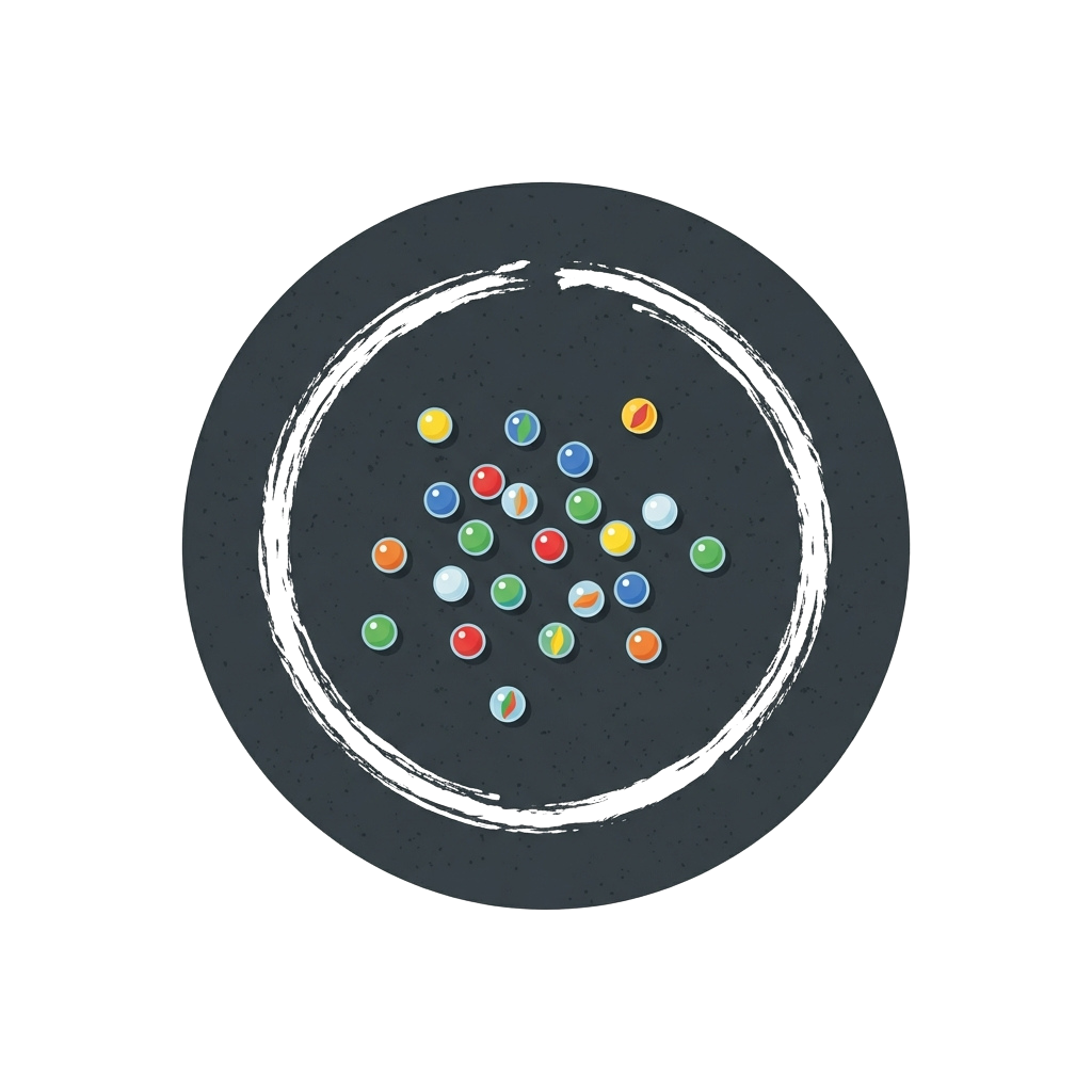 Diagram of an atom with a central nucleus and electrons orbiting in shells
