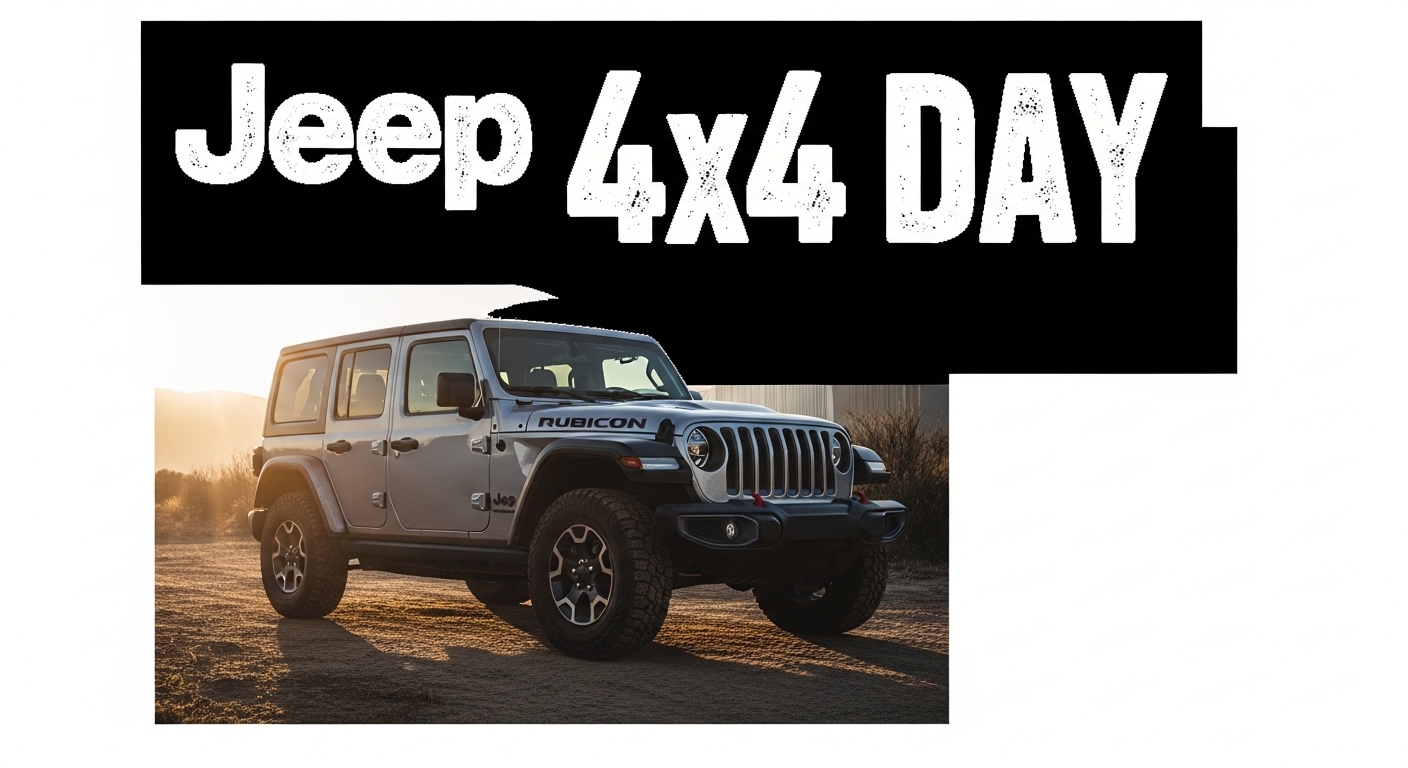 Jeep 4x4 Day Promotional Concept with Off-Road Wrangler Rubicon in Desert Landscape - Feature Image Apr 146