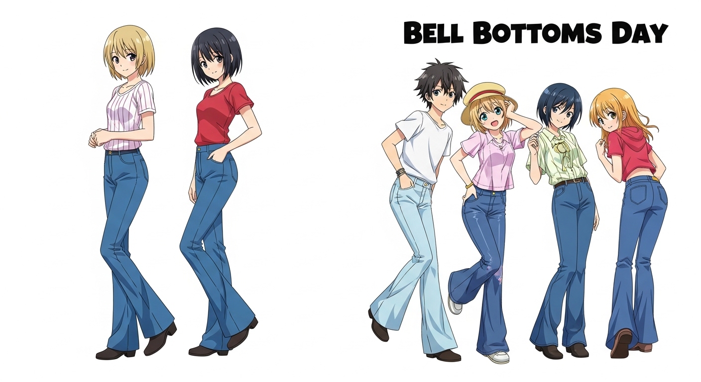 Anime Characters in Bell Bottom Jeans: Retro Fashion Style Illustration - Feature Image Apr 156