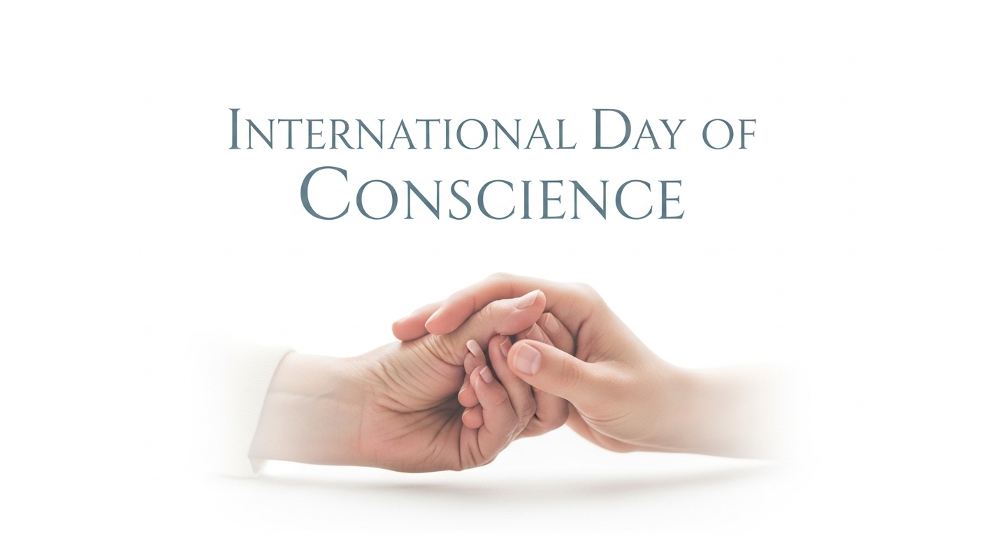International Day of Conscience Concept with Clasped Hands on White Background - Feature Image Apr 160