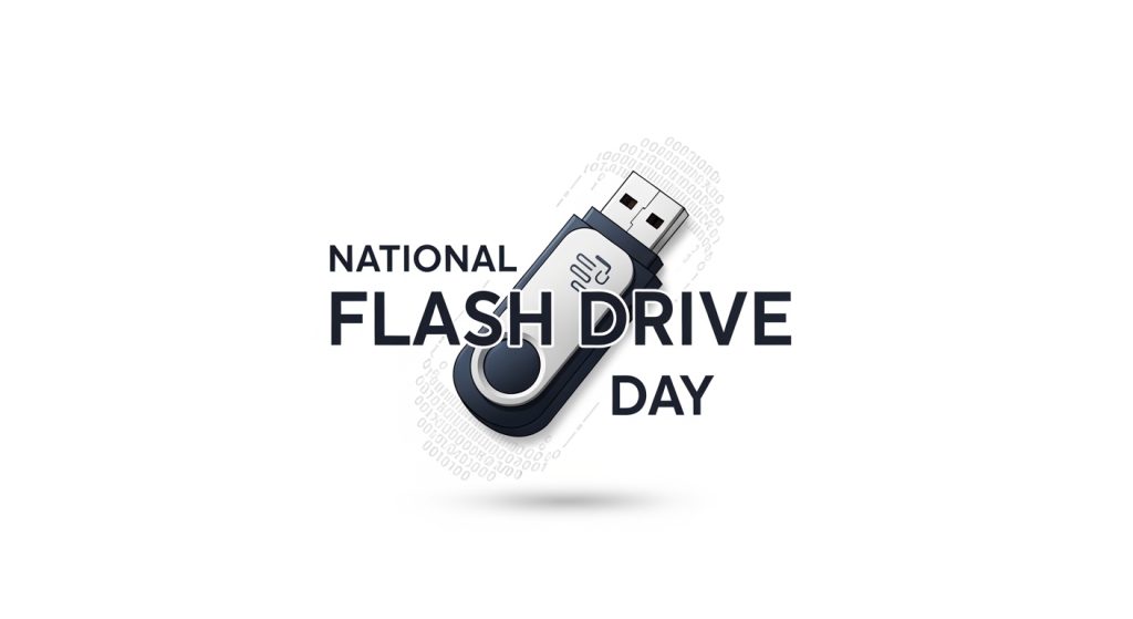 National Flash Drive Day Banner: USB Memory Device and Digital Data - Feature Image Apr 165