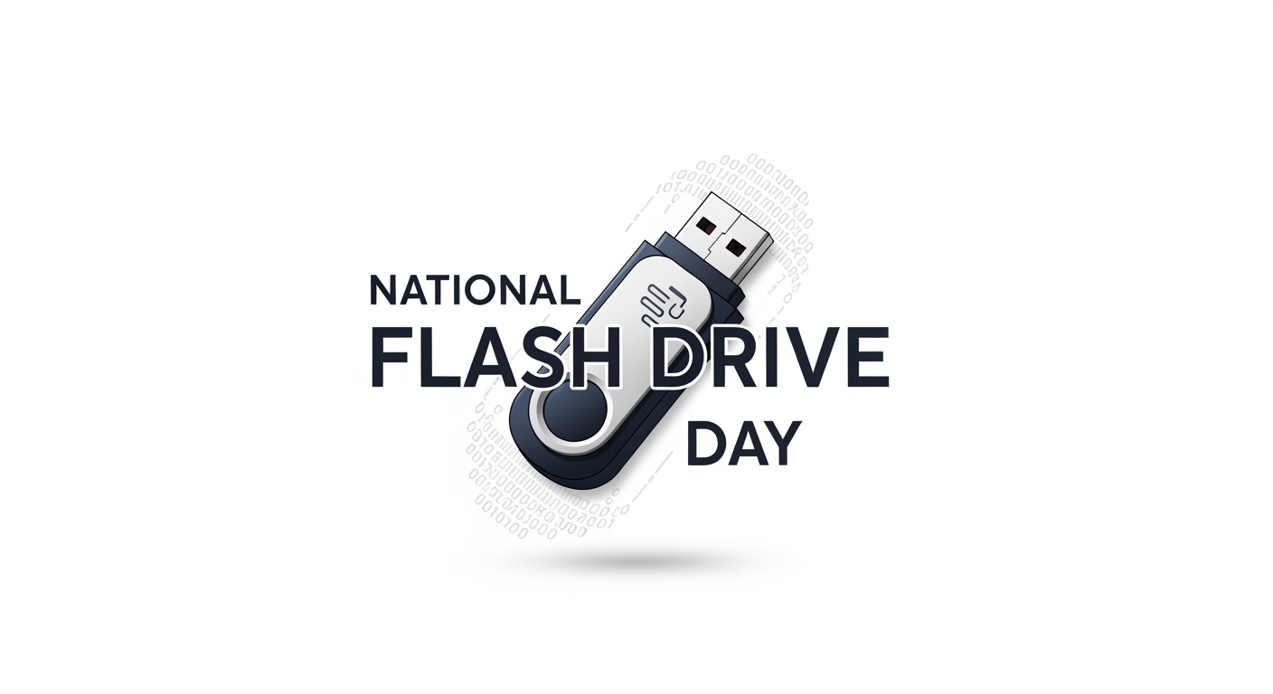 National Flash Drive Day Banner: USB Memory Device and Digital Data - Feature Image Apr 165