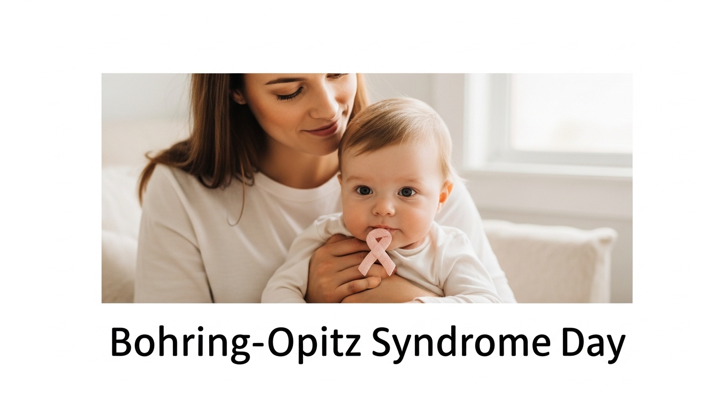 Bohring-Opitz Syndrome Day: Mother and Infant with Pink Awareness Ribbon - Feature Image Apr 176