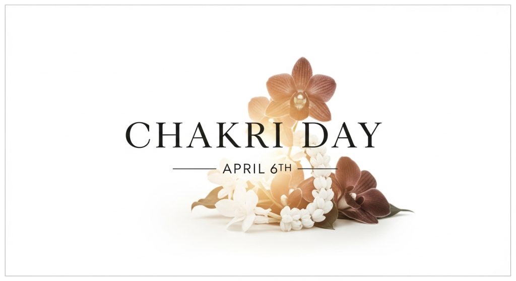 Chakri Day April 6th. Thailand Commemoration with Elegant Orchid and Jasmine Blossom Arrangement - Feature Image Apr 177
