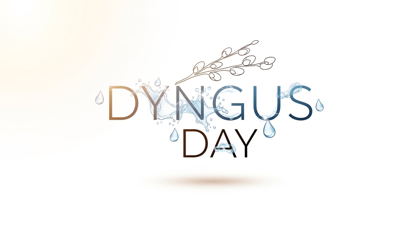 Dyngus Day Celebration Design with Water Splashes, Droplets & Pussy Willow Branches - Feature Image Apr 180