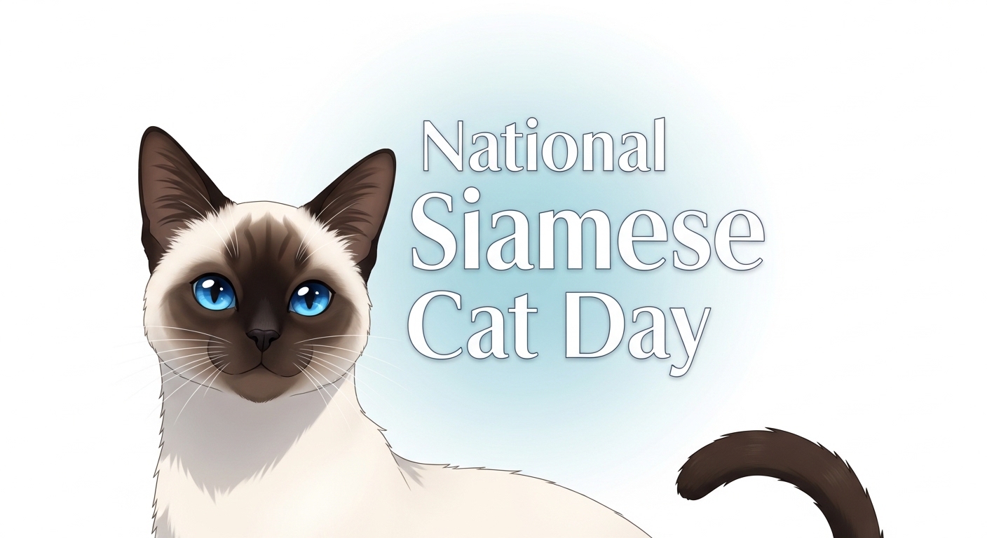 National Siamese Cat Day Celebration Graphic with Elegant Feline Illustration - Feature Image Apr 193