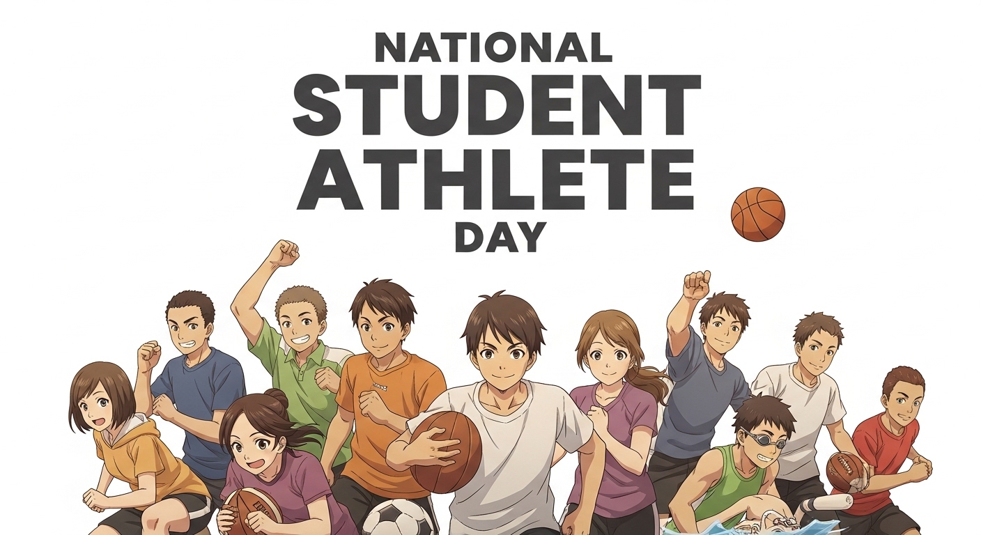 National Student Athlete Day Celebration. Diverse Young Athletes in Anime Style Sports Event. - Feature Image Apr 194
