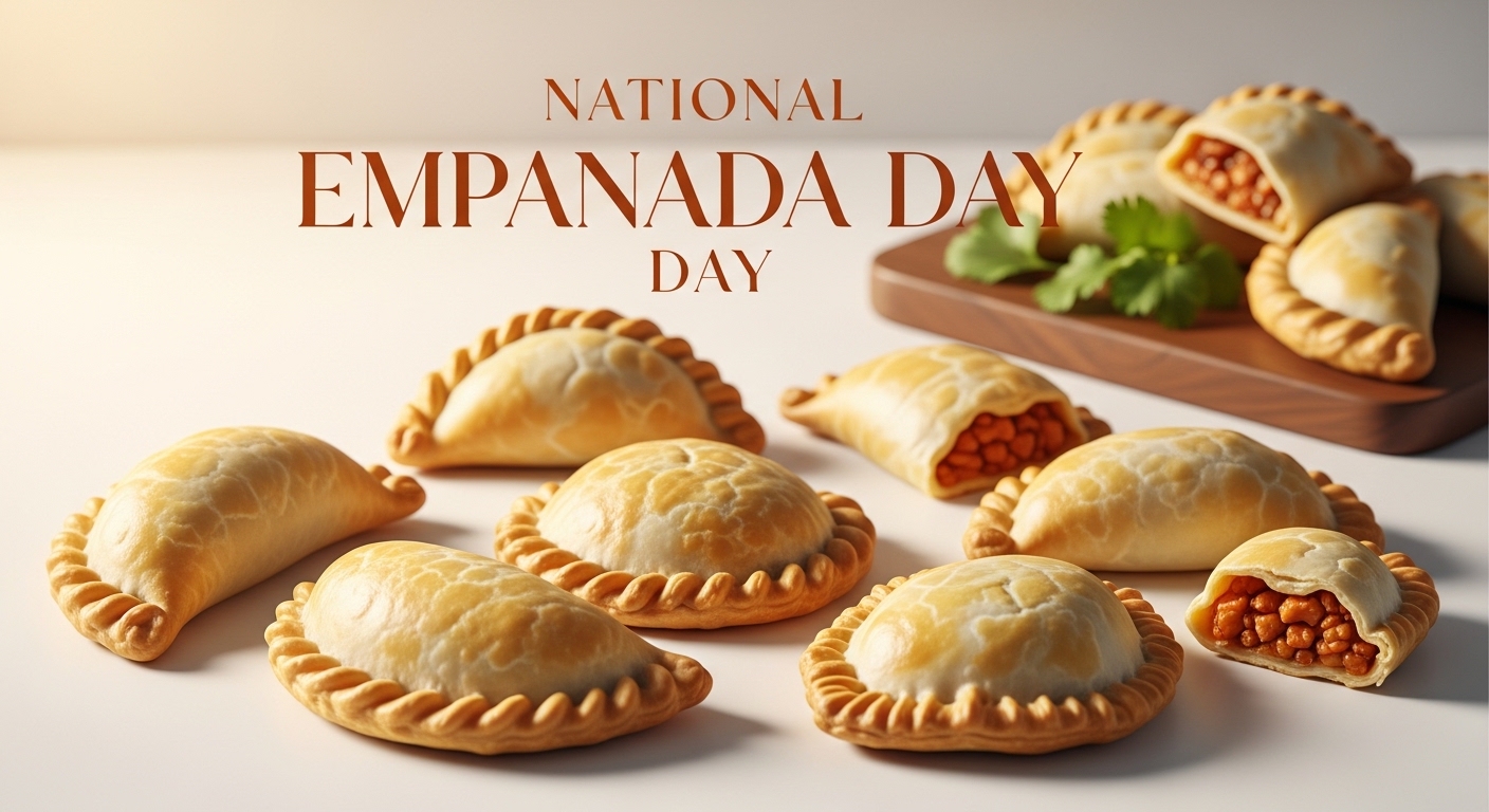 National Empanada Day Celebration: Delicious Savory Baked Pastries Display - Feature Image Apr 222