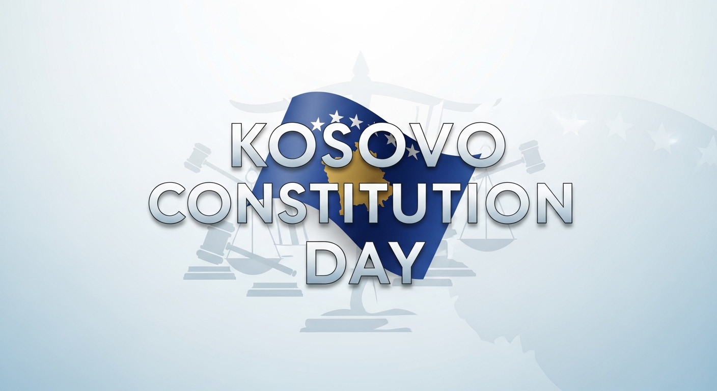 Kosovo Constitution Day Commemoration with National Flag and Legal Symbols - Feature Image Apr 232