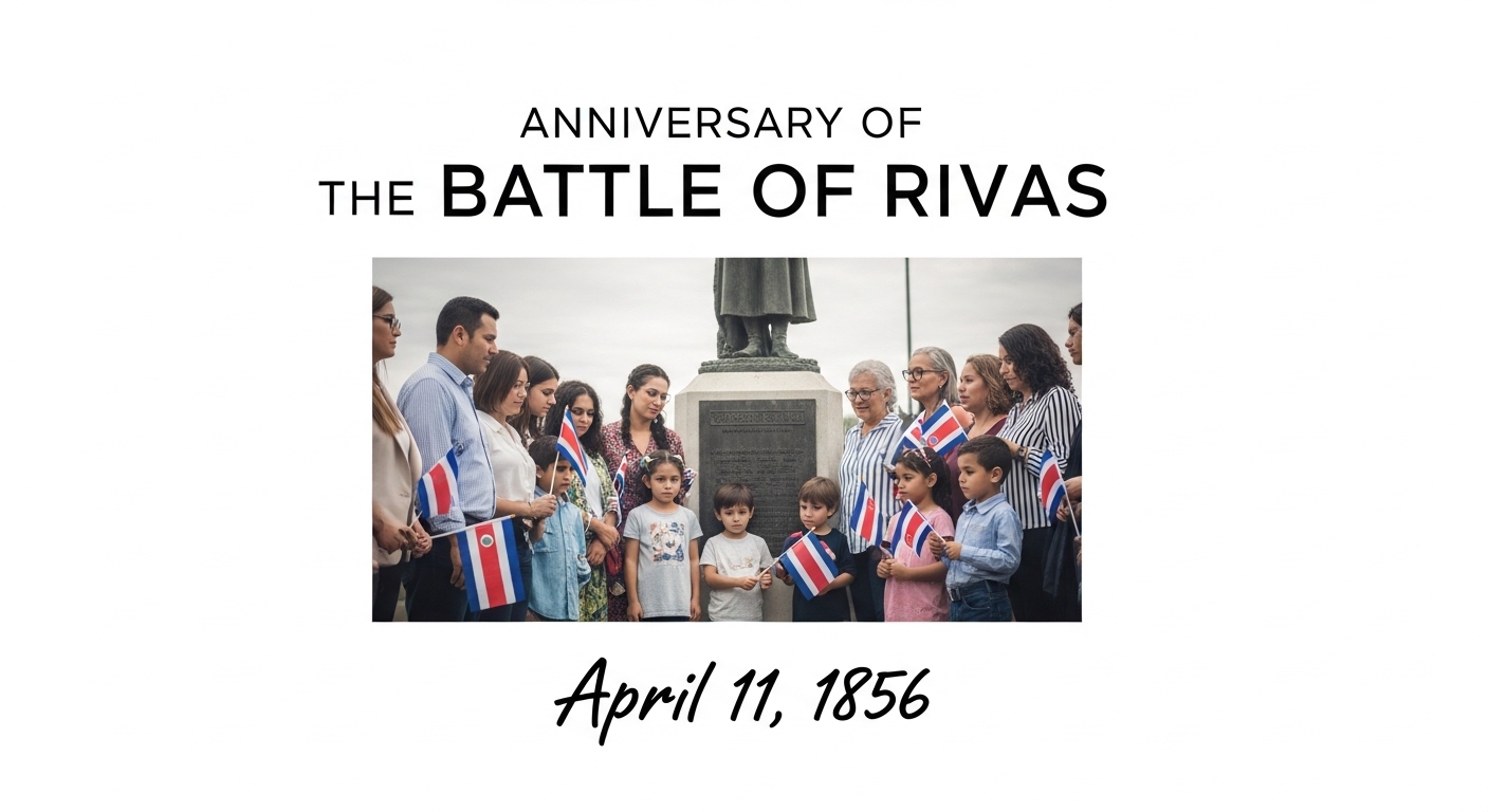 Costa Rica: Battle of Rivas Anniversary Commemoration with Flags & People - Feature Image Apr 258