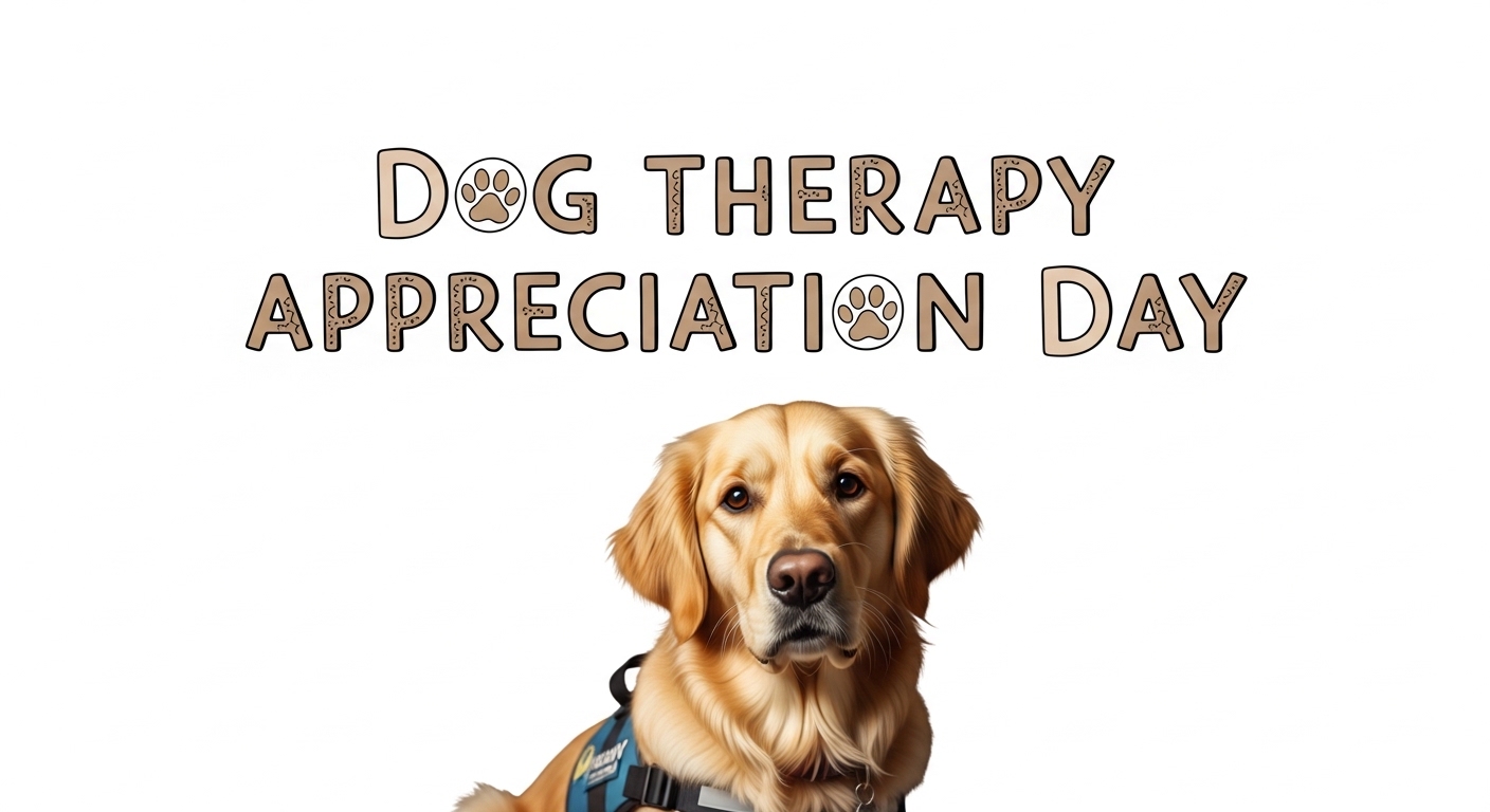 Golden Retriever Therapy Dog, Service Animal, Pet Appreciation Day Celebration with Paw Prints - Feature Image Apr 260