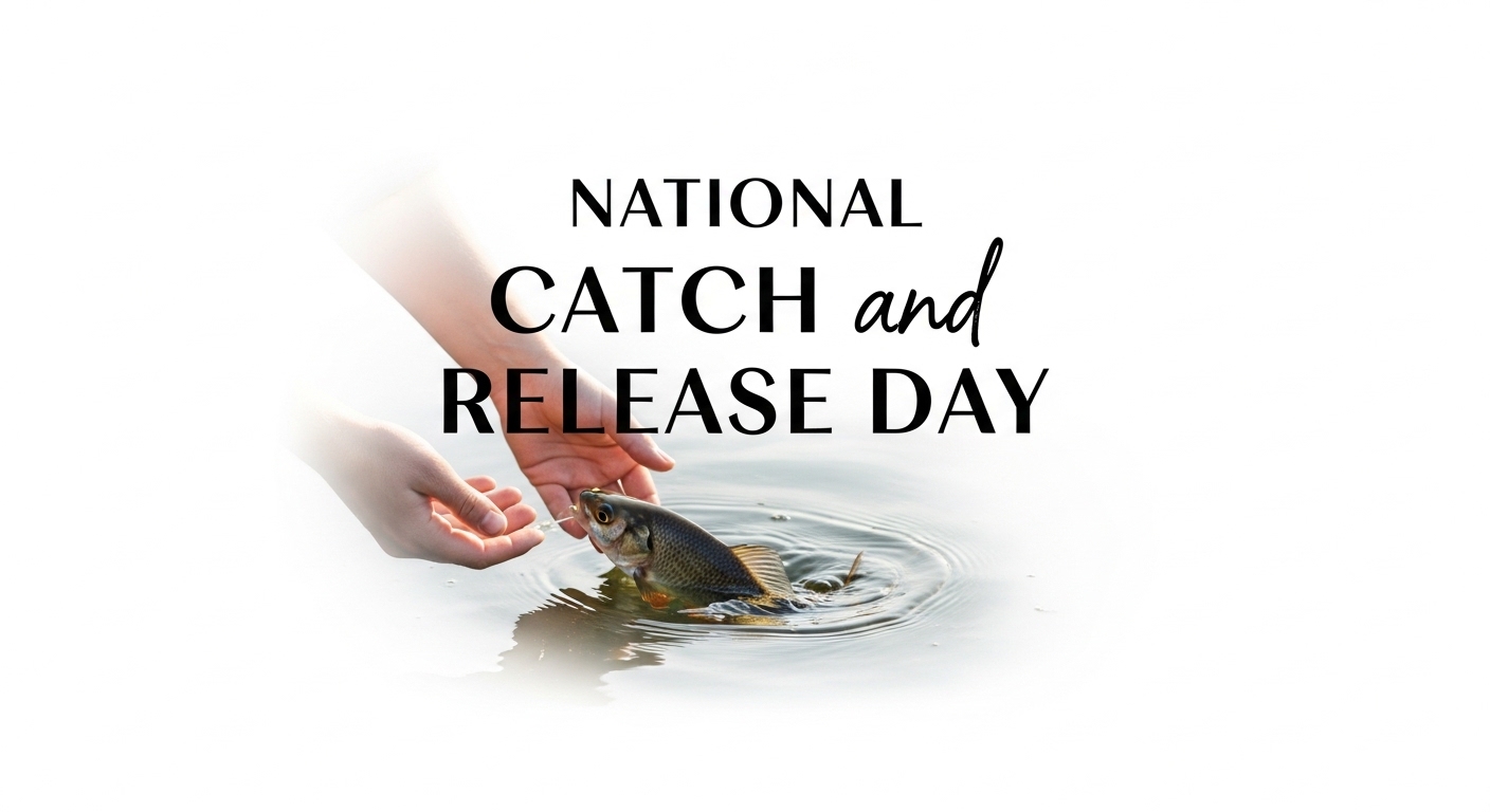 National Catch and Release Day observance with hands gently returning fish to water. - Feature Image Apr 261