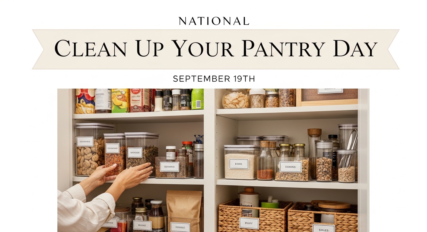 National Clean Up Your Pantry Day. Organized Kitchen Storage & Home Food Management. - Feature Image Apr 263